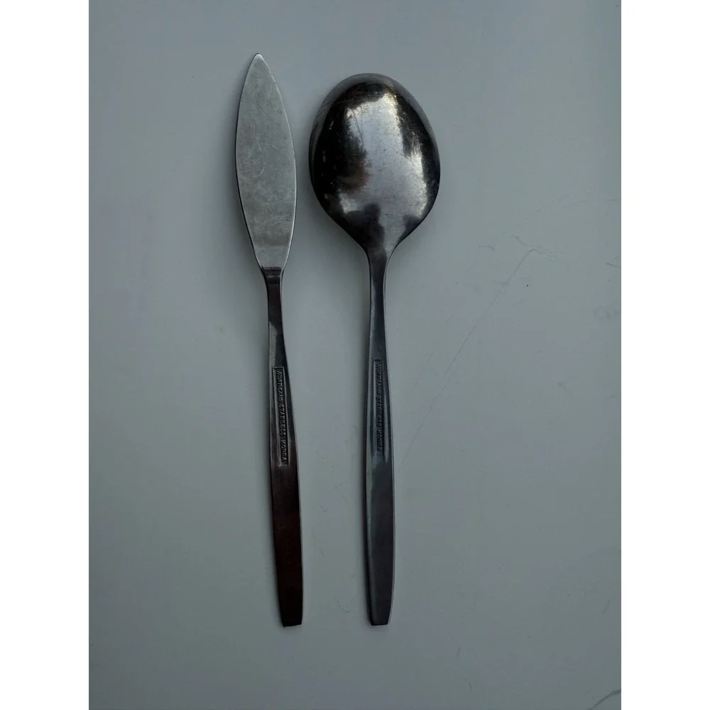 Oneida Northland Caledonia Stainless Korea Spoon Butter Knife Speader MSM VTG